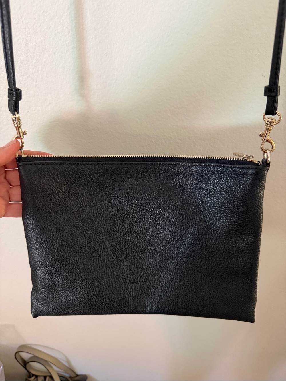 Banana Republic Black Leather Crossbody with Gold Hardware